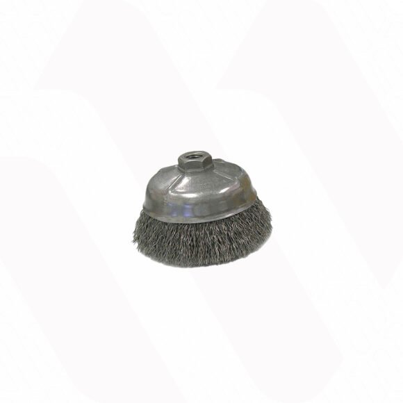 ANGLED WIRE CUP BRUSH WITH BRAIDED STEEL